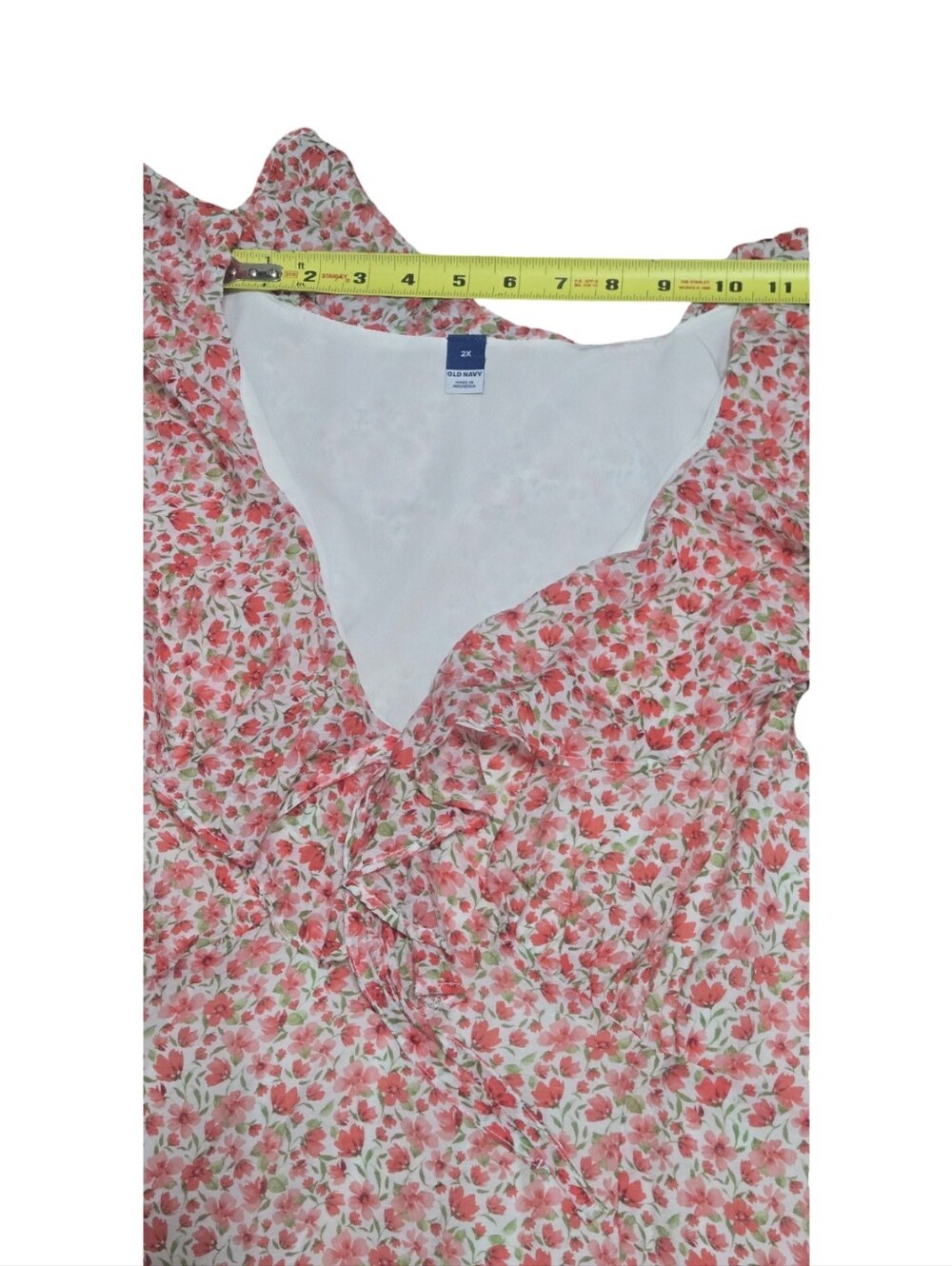Old Navy Pink White Red Floral Ruffle Maxi Dress Bohemian Sheer Festival Barbie - Picture 9 of 11